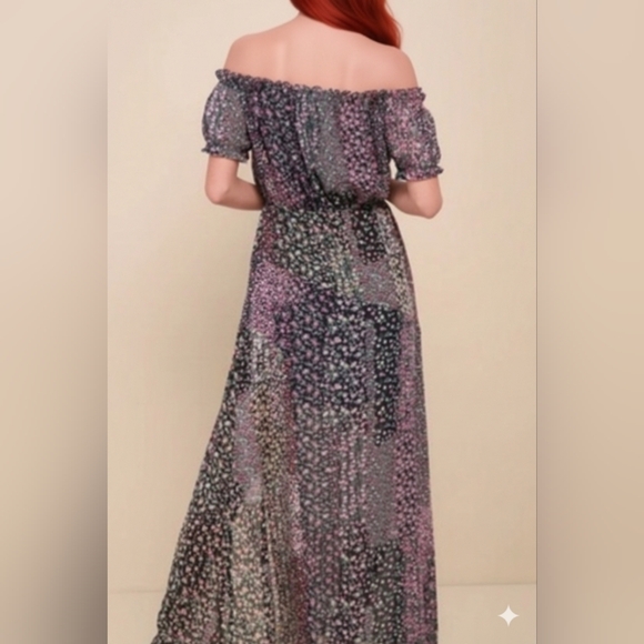 Lulu's Multicolor Off-Shoulder Maxi Dress - Picture 3 of 6